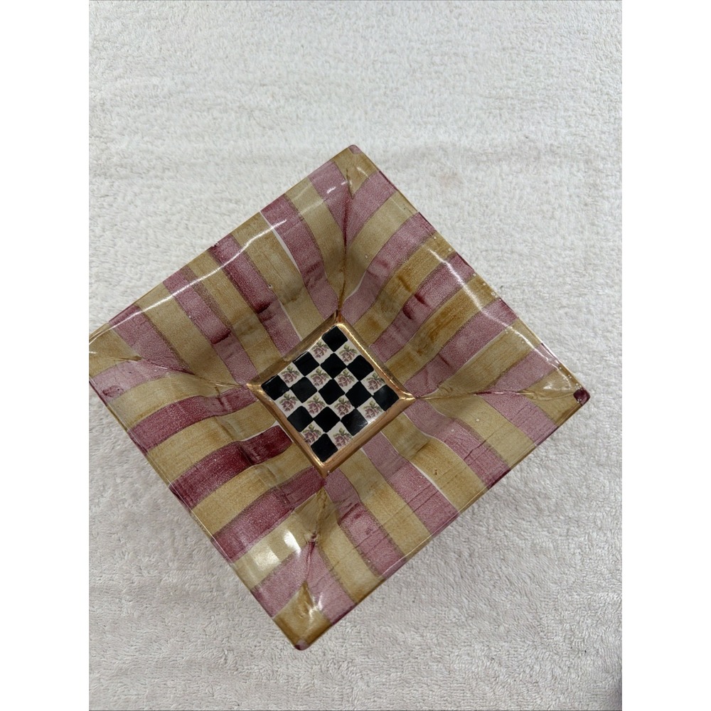 Mackenzie Childs *Retired* Torquay Frank Mustard Pattern, 6" Square Bowl Clay - Picture 2 of 8